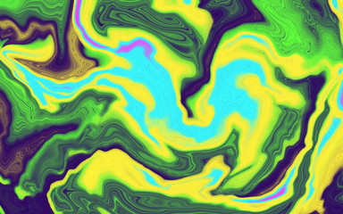 Liquid uneven marble pattern with light highlights. Abstract acrylic background. Texture of a work of art. The effect of fluid art. The abstract artwork is smeared and splattered with paint.