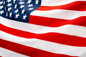 Fototapeta premium Waving flag of America, USA, background, texture