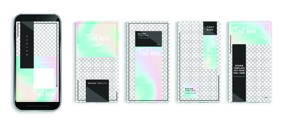Editable story mockup templates for smartphone vector design.