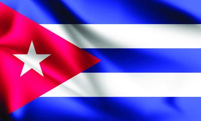 Cuba flag blowing in the wind. part of a series. Cuba waving flag.