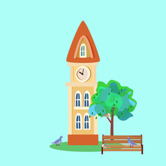Fantasy house for fairy-tale characters in the style cartoons, vector illustration