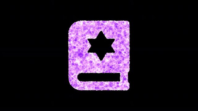 Symbol torah shimmers in three colors: Purple, Green, Pink. In - Out loop. Alpha channel Premultiplied - Matted with color black