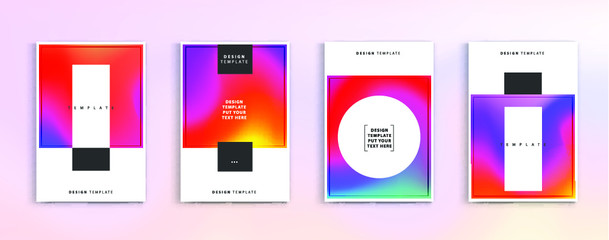 Minimal modern cover design. Dynamic colorful gradients. Future geometric patterns. Blue, pink, yellow, green, orange, purple placard poster template.