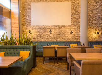 Restaurant in a modern style with textured walls
