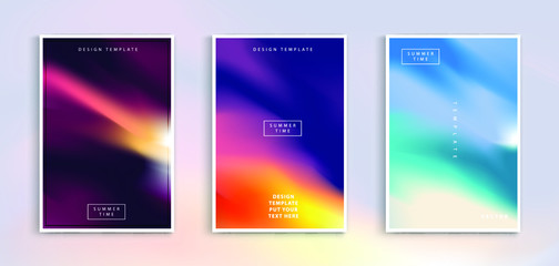 Fototapeta premium Minimal modern cover design. Dynamic colorful gradients. Future geometric patterns. Blue, pink, yellow, green, orange, purple placard poster template.