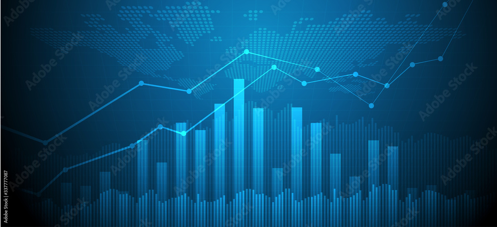 Wall mural candle stick graph chart of stock market investment trading, bullish point, bearish point. trend of 