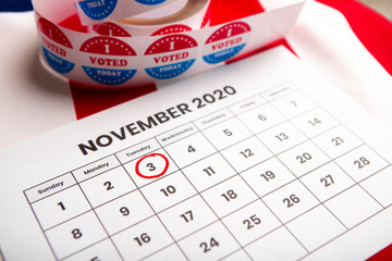 Circled 3 of November 2020 as reminder for going vote