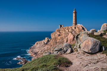 Fototapeta premium Lighthouse at Cape Vilan, Coast of Death, La Coruña, Galicia, Spain