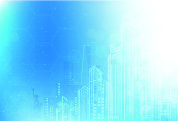 City background architectural with drawings of modern for use web, magazine or poster vector design.