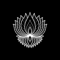 Ethnic Mandala ornament on black background. Henna tattoo design. Vector illustration