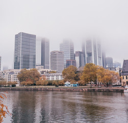 Fototapeta na wymiar Frankfurt Skyline on a cloudy day