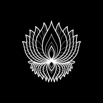 Ethnic Mandala ornament on black background. Henna tattoo design. Vector illustration