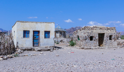 Tadjoura, Djibouti - November 09, 2019: Typical Houses in the Tadjoura Gulf region