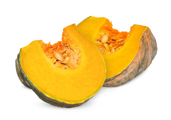 slice pumpkin isolated on white, pumpkin clipping path