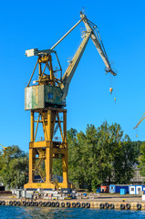 Cranes in shipyard, port of Gdynia, Poland.