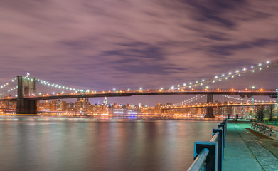 Night view of Manhattan and Brooklyn bridge