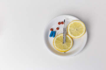 thermometer, temperature, virus, medicine,lemon