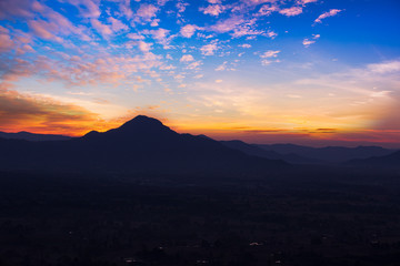 Landscape lot of fog Phu Thok Mountain at Chiang Khan ,Loei Province in Thailand.