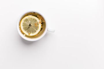 tea with lemon  on the table