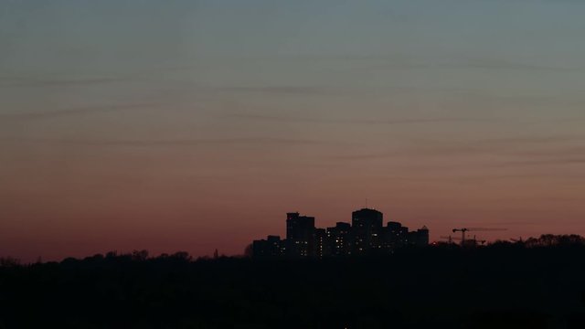 Nice evening city landscape panorama time lapse video 4k Kiev Ukraine