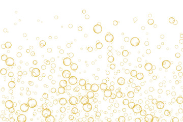 Golden air Bubbles, oxygen, champagne crystal clear isolated on white background modern design. Vector illustration of EPS 10. © Yuriy
