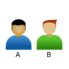 A set of two boy cartoon, group of A and B, Object, Person icon design concept, team, friends, avatar vector