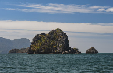 Naklejka premium Langkawi island Mangrove tour. Vacation and holidays in Malaysia Andaman Sea.