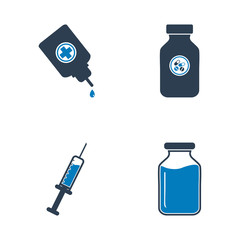 Medical Pill and Bottle Icon Set. Editable Vector EPS Symbol Illustration.