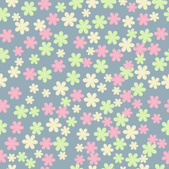 Seamless pattern with bright colorful vector flowers
