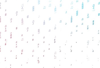 Light Blue, Red vector texture with musical notes.