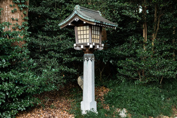 Traditional, decorative park lamp in Tokyo, Japan. 