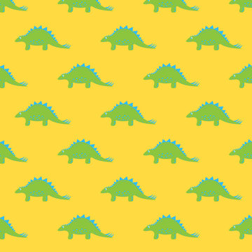 Dinosaur Stegosaurus. Seamless pattern for childrens, textile, children’s clothes.