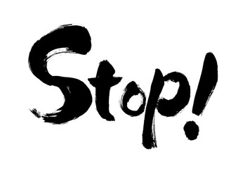 Stop、Stop!、STOP、stop、ストップ、ストップ！、筆書き、手書き、筆文字、日本語、