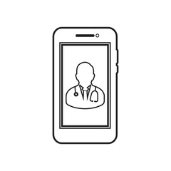 Mobile Doctor Medical Help Line Icon. Editable Vector EPS Symbol Illustration.