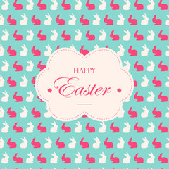 Easter holiday cards with rabbit bunny silhouettes in soft pastel colors. Retro background design for cards and invitations.