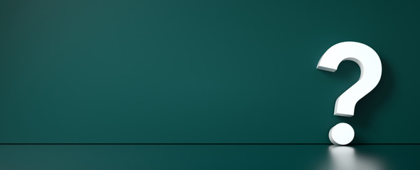 question mark in front of a red color wall background. Business support concept - 3D Rendering.