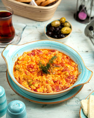 аzeri traditional fried eggs with tomatoes