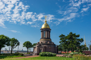 A modern Chapel in the Name of the Life-Giving Trinity commemorating the site of the Old Trinity Cathedral builded in 2002–2003 as a gift to the 300 anniversary of St. Petersburg.