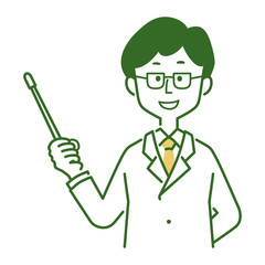 白衣　男性　指示棒