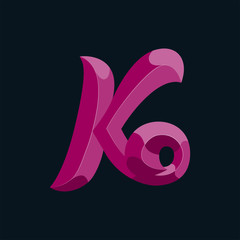 Initial or drop cap letter K concept. Decoration of book text. Isolated 3D vector illustration on dark background