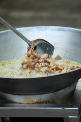 thai food Fried pork cooking