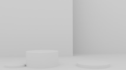 3d rendering illustration of background abstract pedestal board, cylinder art display mockup for product decoration
