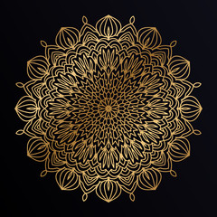 Luxury golden mandala background decoration. Decorative ornament in ethnic oriental style. Coloring book page.
