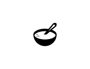 Bowl with spoon vector flat icon. Isolated bowl dish with spoon emoji illustration