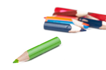 Colour pencils isolated on white background.Copy space