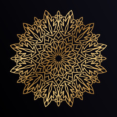 Luxury golden mandala background decoration. Decorative ornament in ethnic oriental style. Coloring book page.