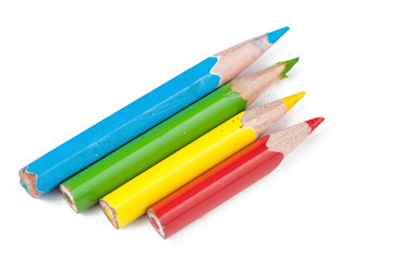 Colour pencils isolated on white background.Copy space