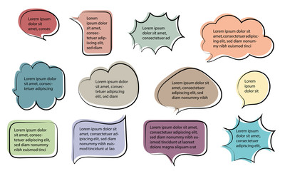 Big set Text boxes frame and Speech box, Blank template quote text info design boxes quotation bubble blog quotes symbols. Texting quote boxes. vector illustration.