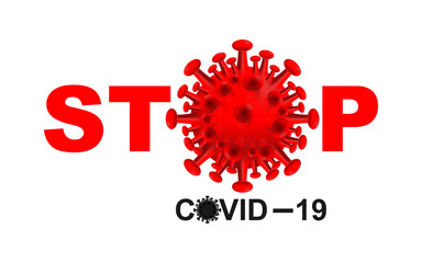 Stop Covid-19 Sign & Symbol, typography and copy space vector Illustration concept coronavirus COVID-19. virus wuhan from china.
