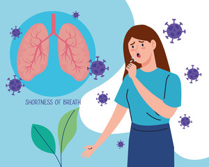 coronavirus 2019 ncov infographic and woman with coughing vector illustration design